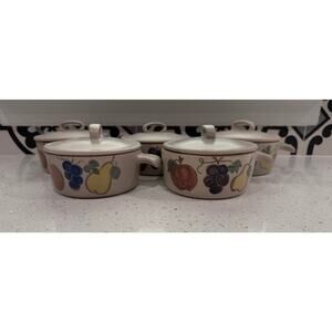 Vintage Set of 5 Casserole & Lid Country Harvest by Chatham Potters